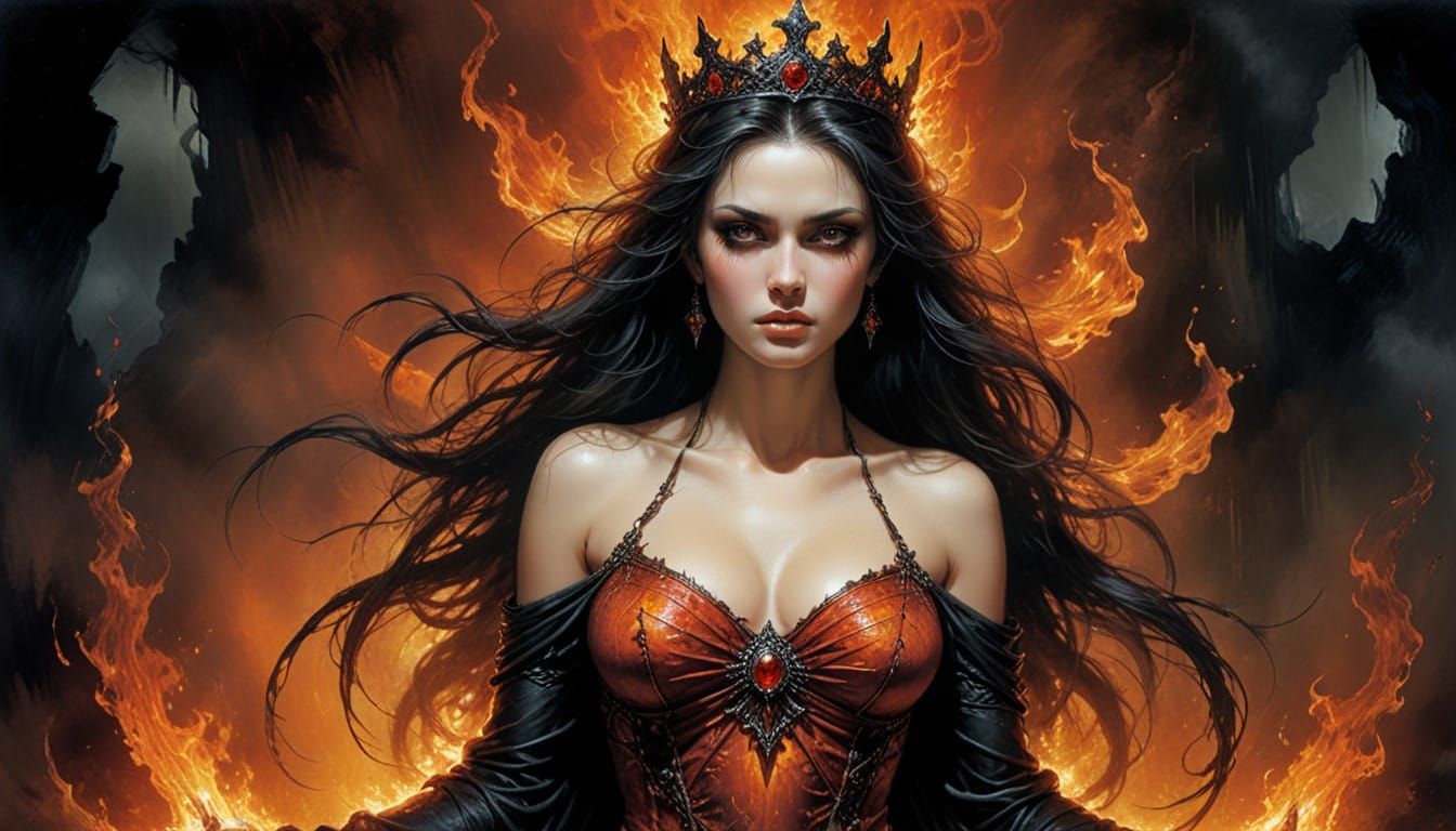 Ethereal Fire Spirit with Voluptuous Diaphanous Crown