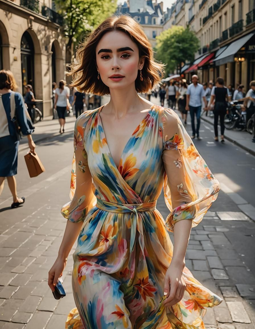 AI representation of Lily Collins star of Emily in Paris (Em...