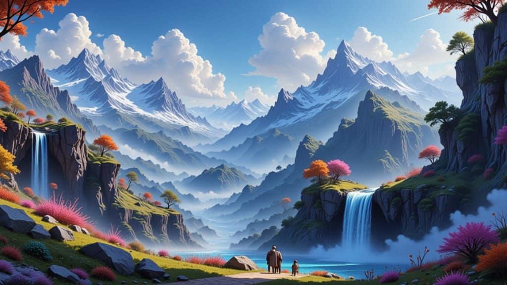 Mystical Realm with Ancient Forests in Fantasy Realism