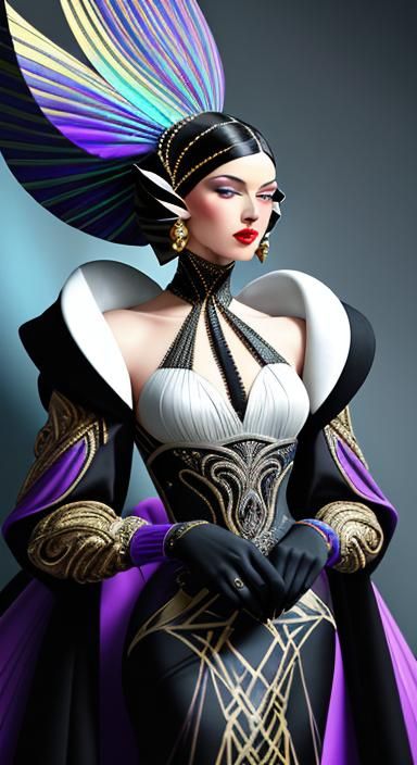 Futuristic Aristocrat in Art Deco Style Garment