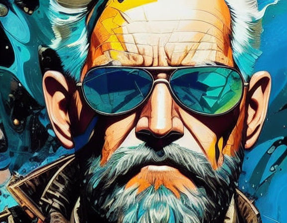 Badass Man in Vibrant Oil Splash Style