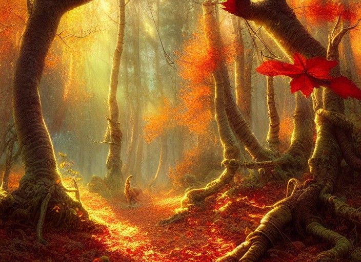 Autumn Spirit in Forest: Fantasy Art