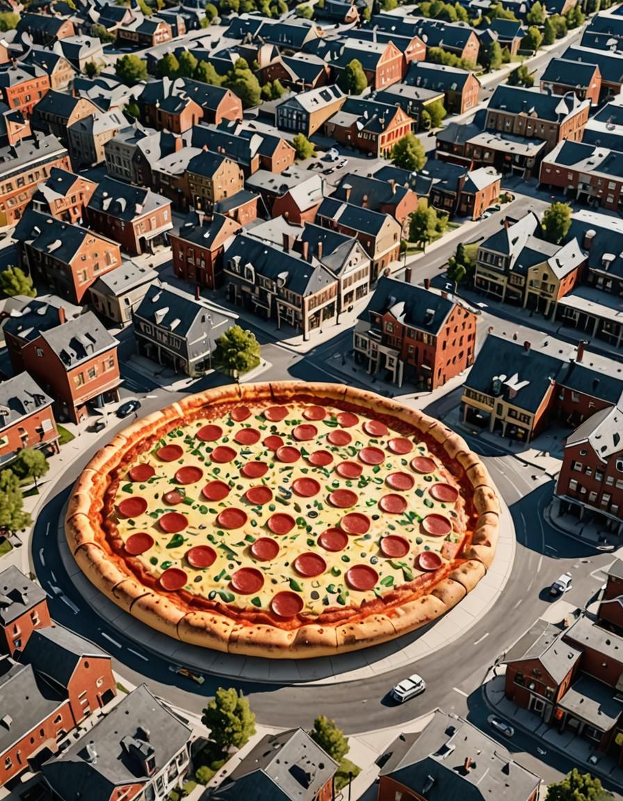 Colossal Pizza Topping a Town