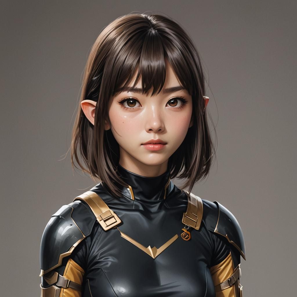 Hyperrealistic Portrait of a Japanese Superhero in Costume