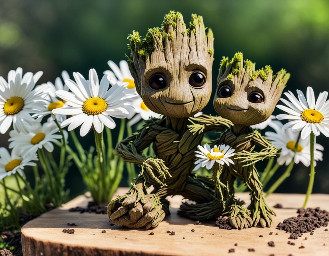 moss groot and his baby groot blooming Daisies have such a fresh happy spring feel to them 😊 Remember you made some nam...