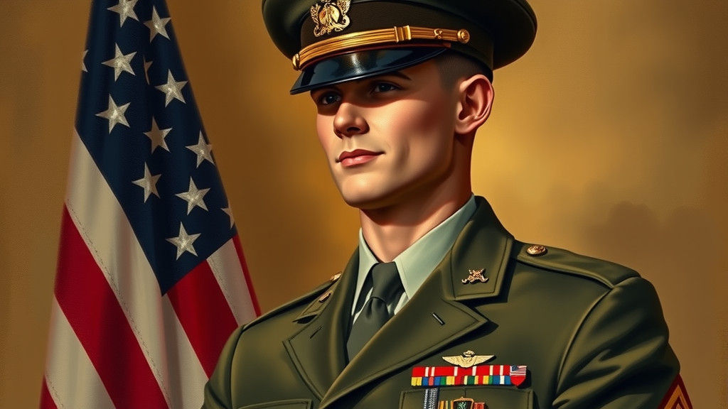 Proud Soldier Portrait in American Illustration Style