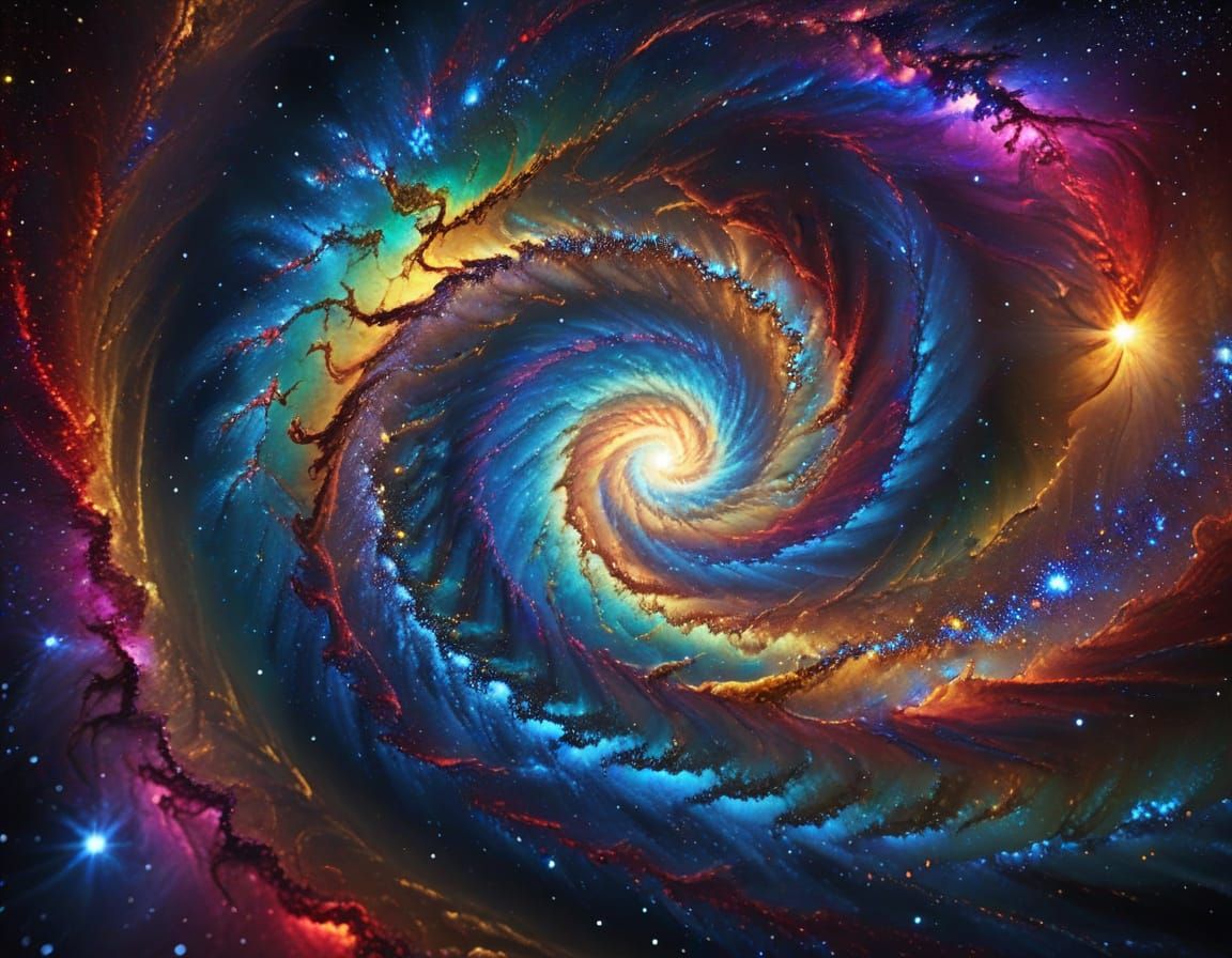 Breathtaking Spiral Galaxy in Vibrant Iridescent Colors