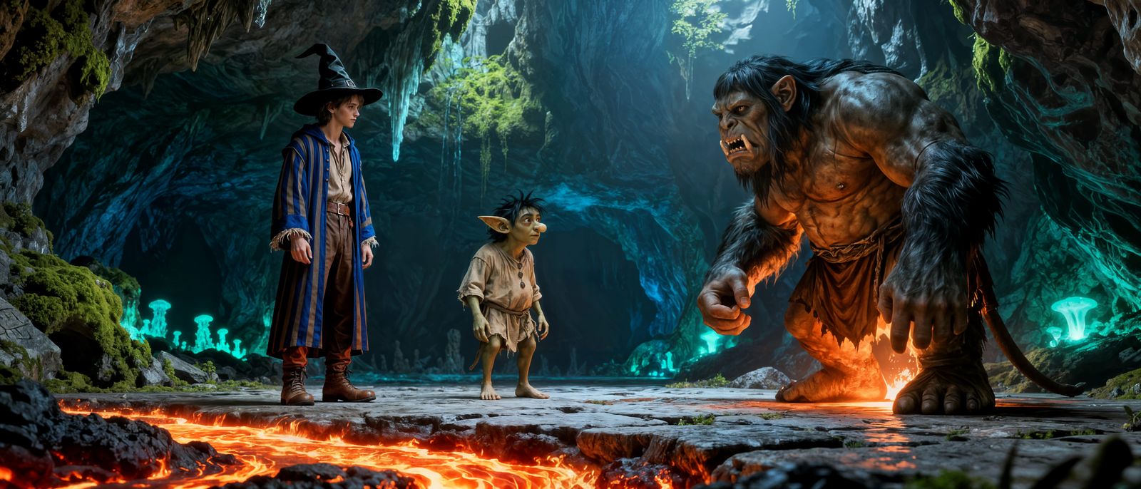 Fantasycore Encounter: Wizard, Goblin, and Troll in Magma Ca...