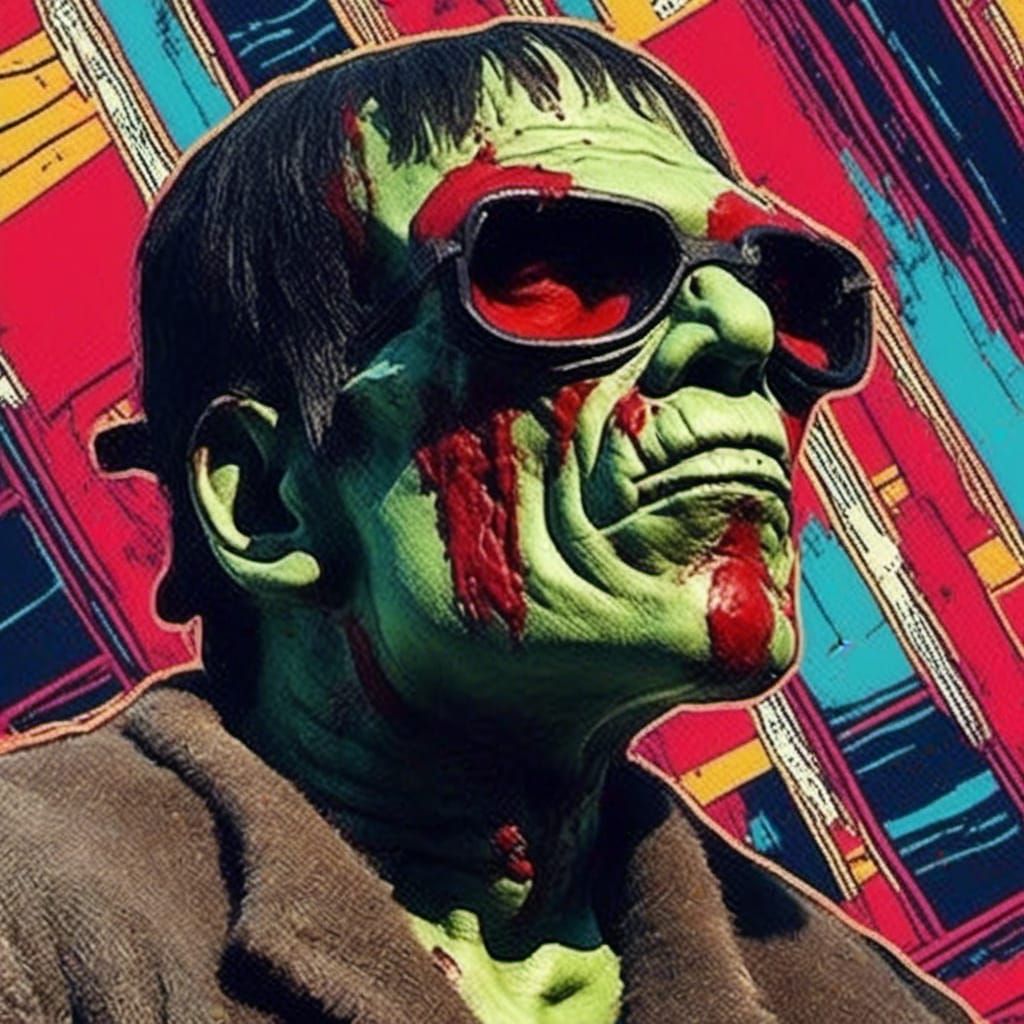 Pop Art Portrait with Sunglasses in City Street