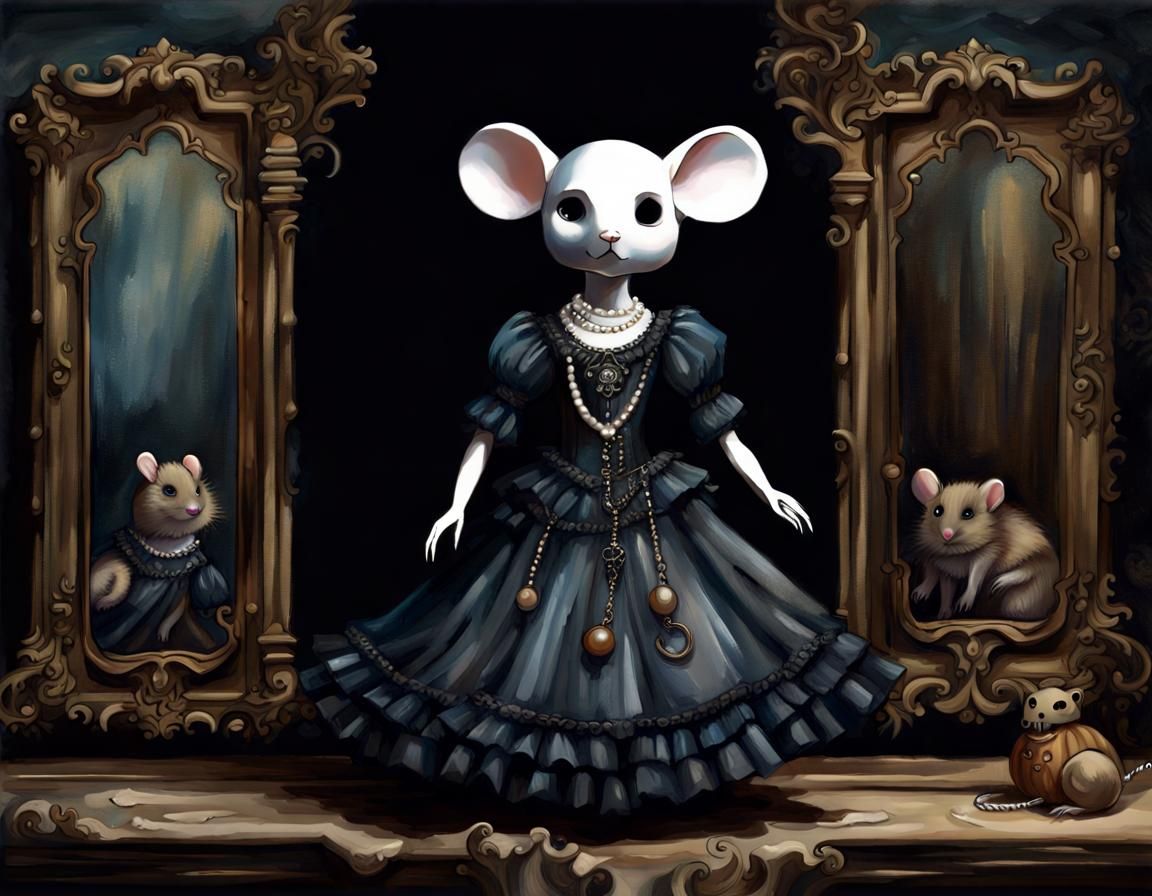 Gothic Doll Masterpiece in Gouache Style