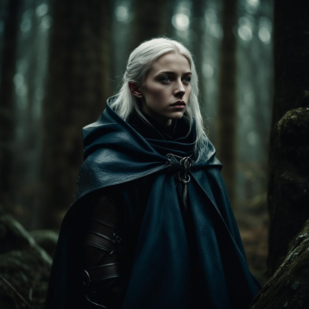 Nordic Woman in Forest: Dark Fantasy Realism