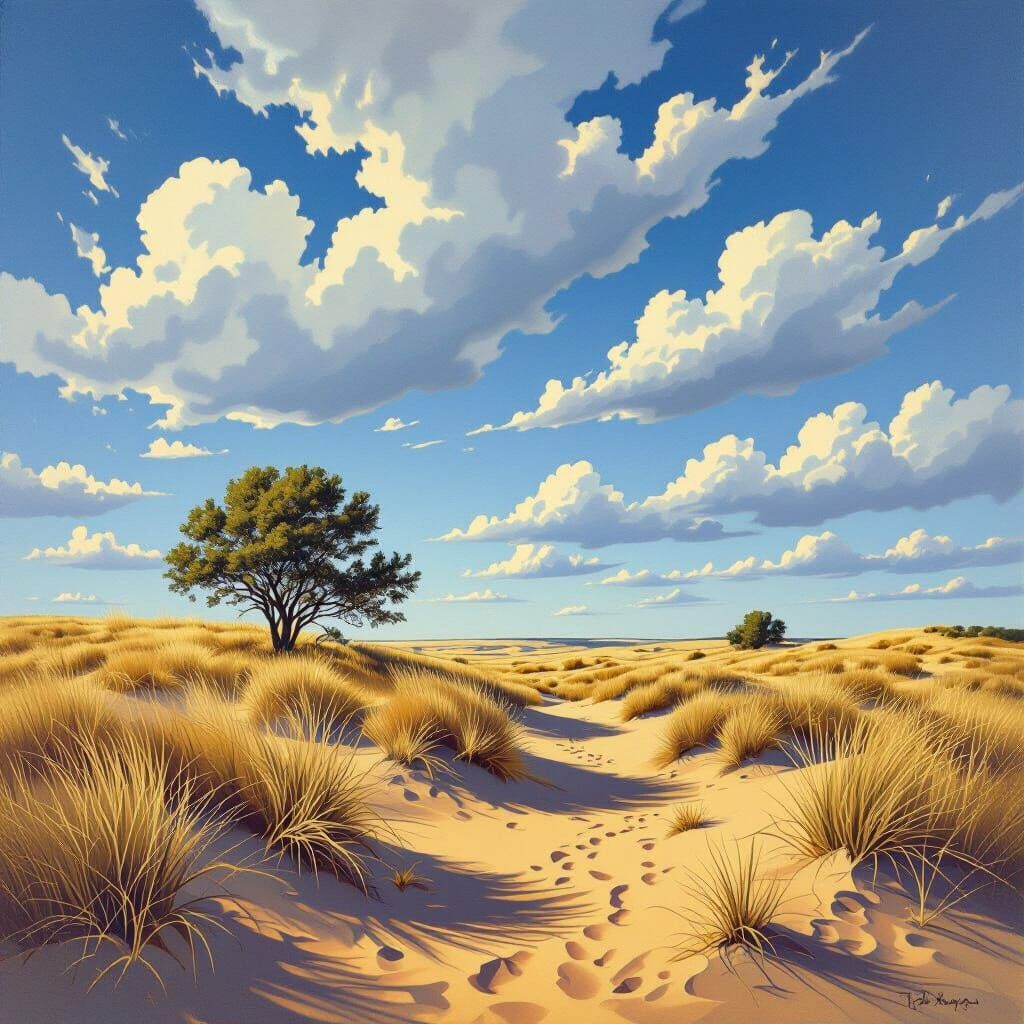 Sand Dunes Landscape in Complementary Colors