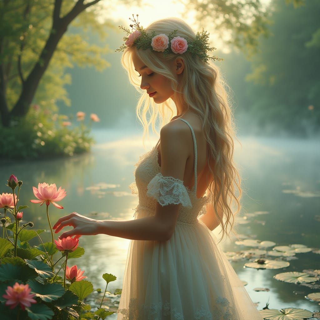 Ethereal Floral Nymph in Springtime Serenity