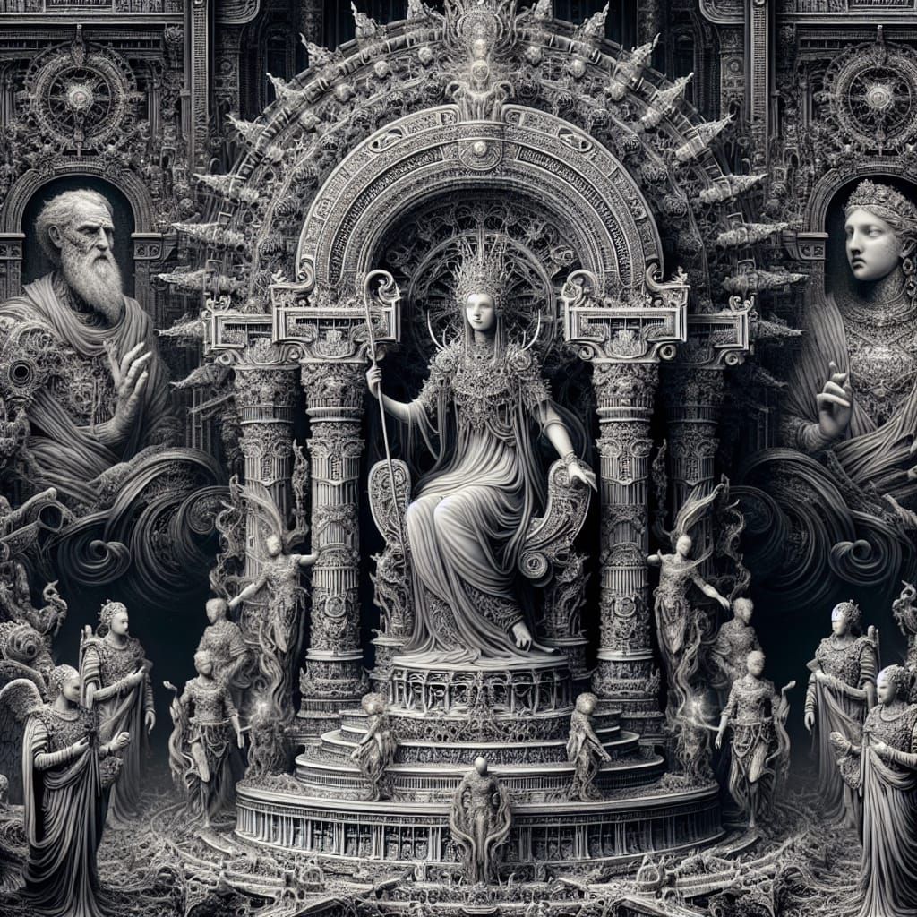 Statue of Woman on Throne, Digital Art