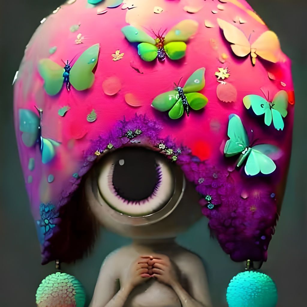 Furry Purple Pom Poms in a Whimsical Style