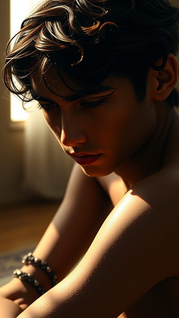 Contemplative Latino Man Portrait in Photorealistic Fantasy ...