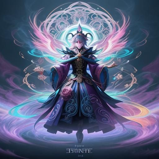 Mystic Tarot Reader Surrounded by Phoenix Wheels