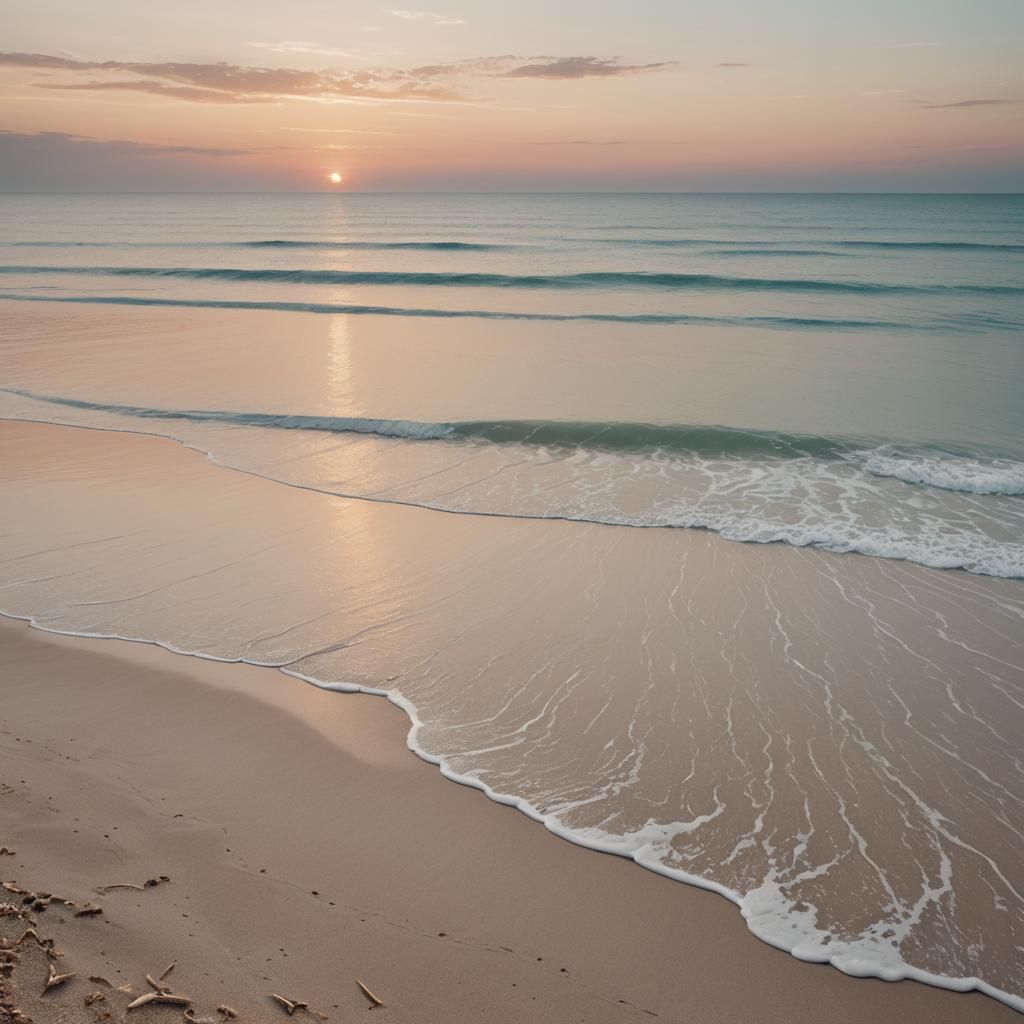 Dreamy Sunset Beach Scene with Soft Hues