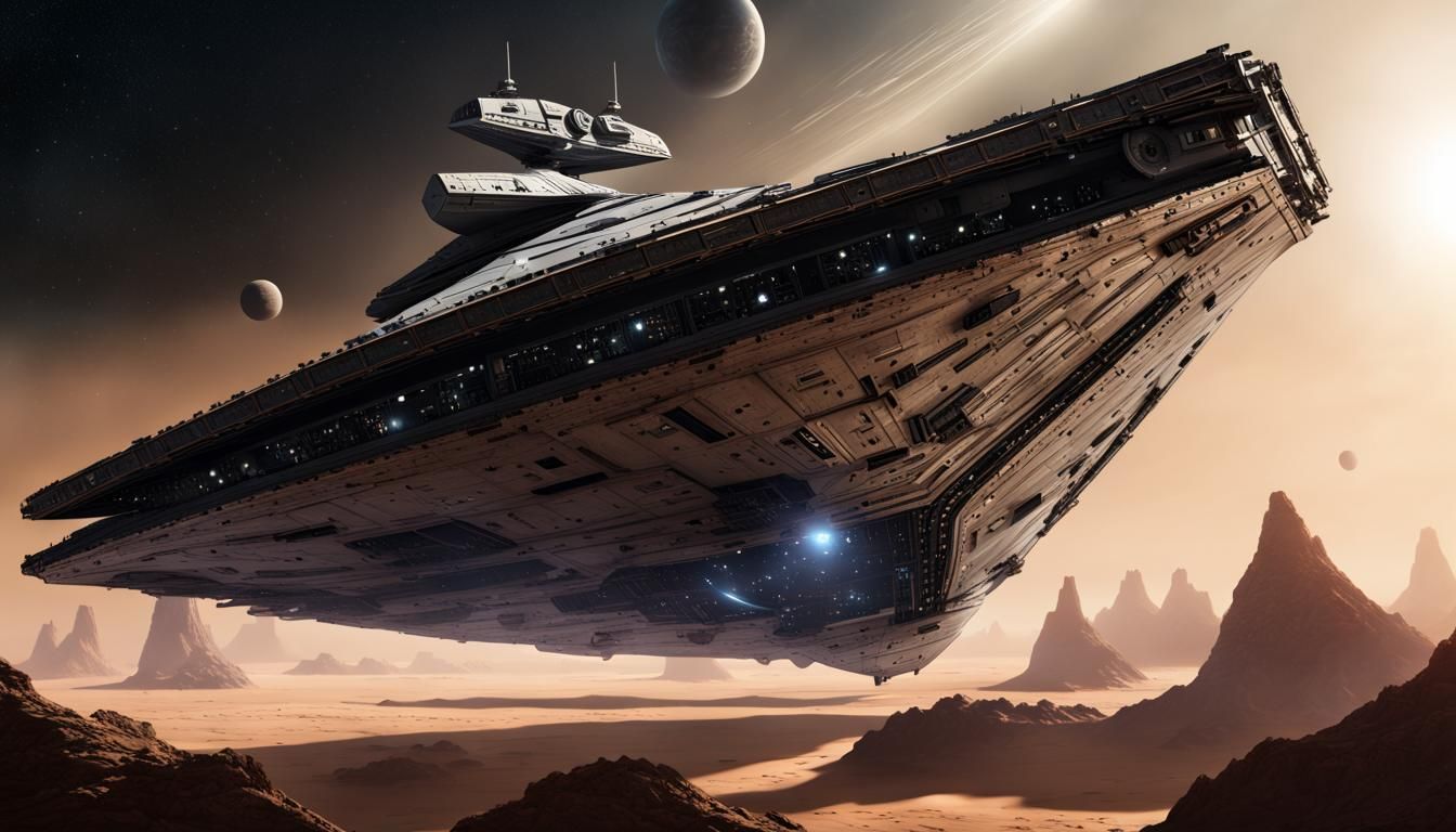 Star Wars Star Destroyer in Space, Detailed Matte Painting