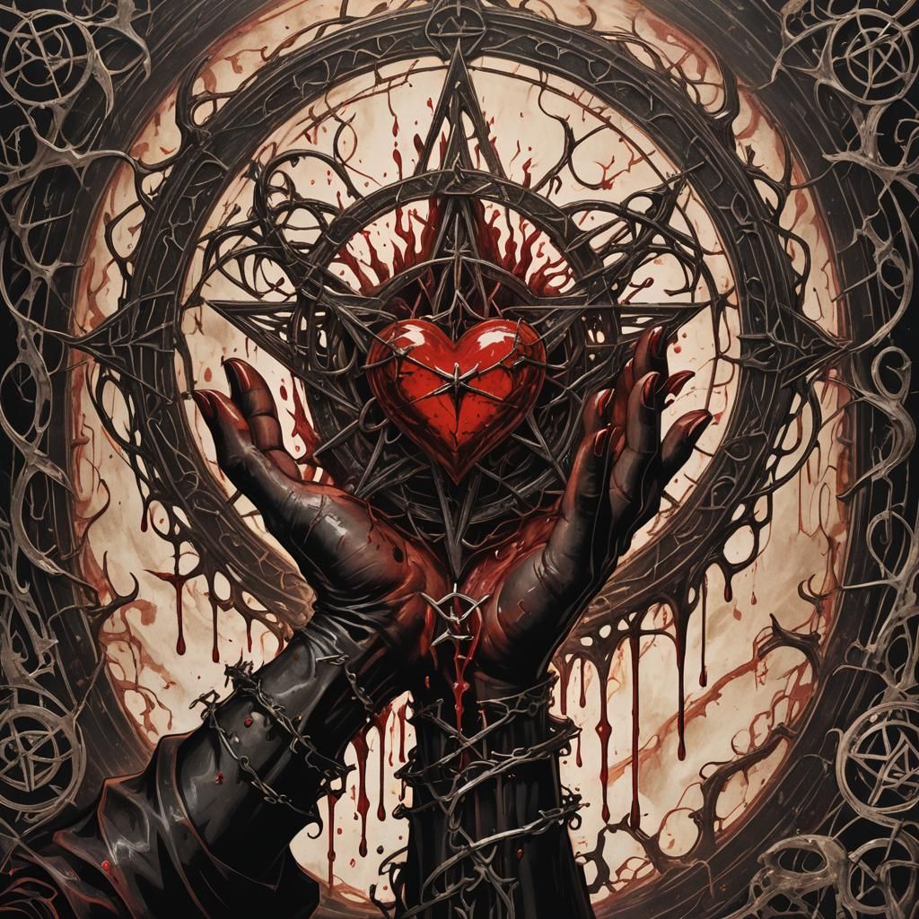 Crimson Hand Grips Heart in Infernal Light