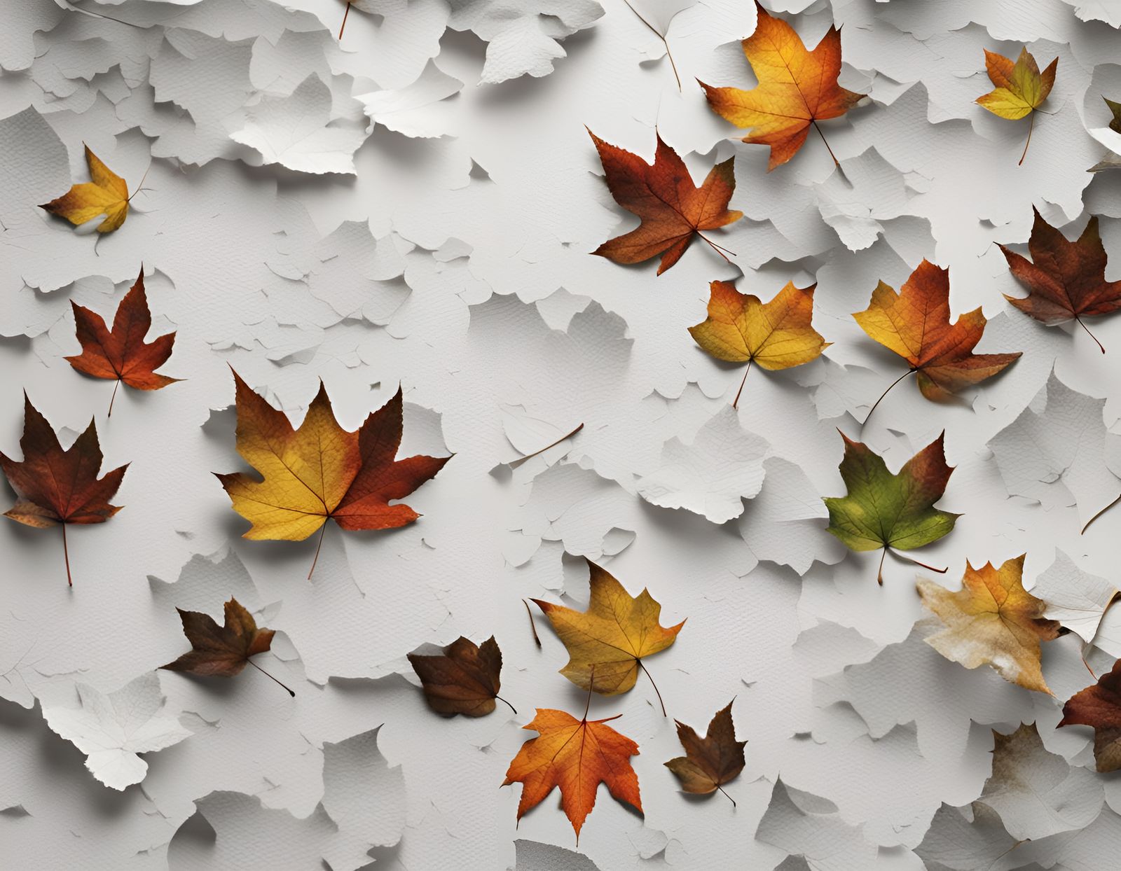 Minimalist White Background with Leaf Border