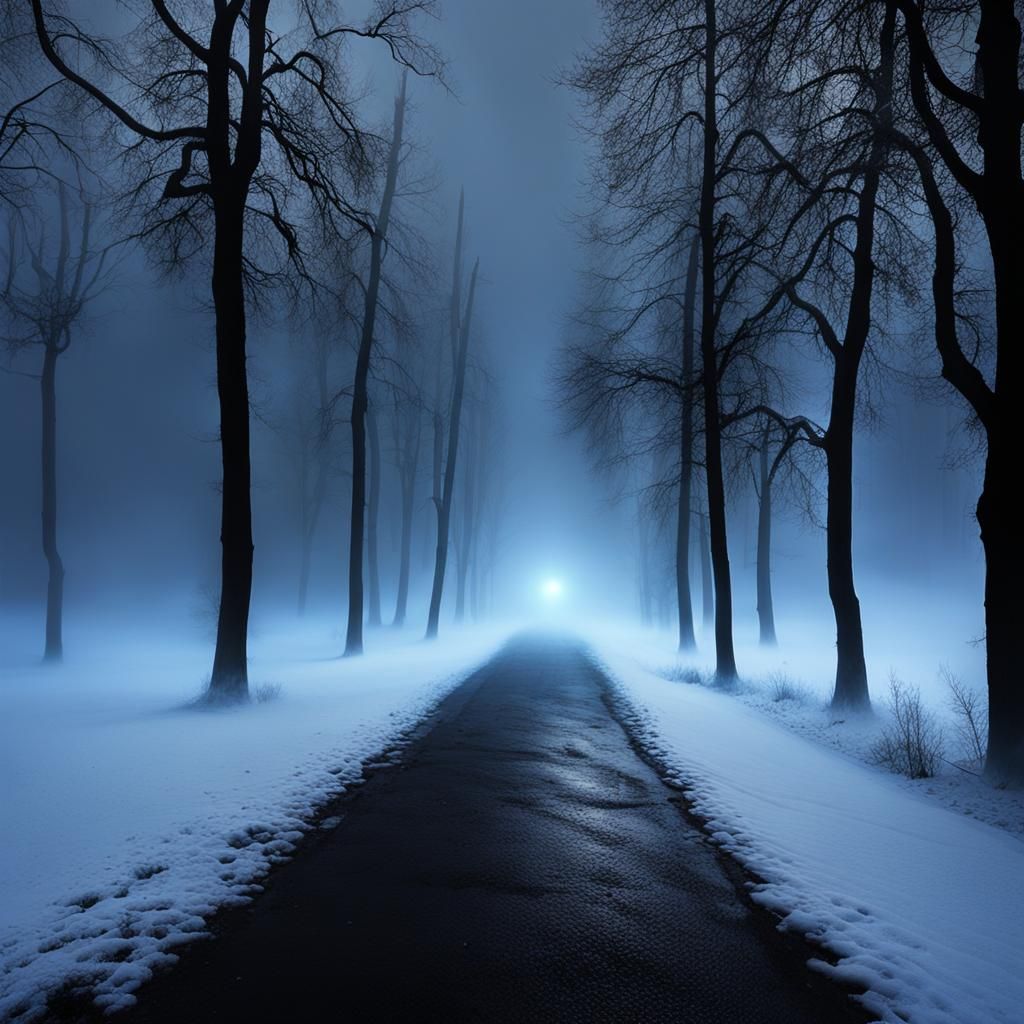 Bioluminescent Black Fog in Sparkling Water