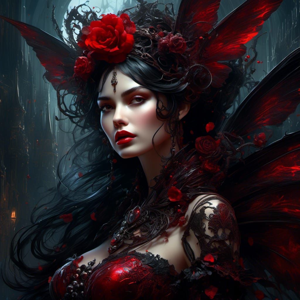 Gothic Fairy Illustration in Hyperreal Style
