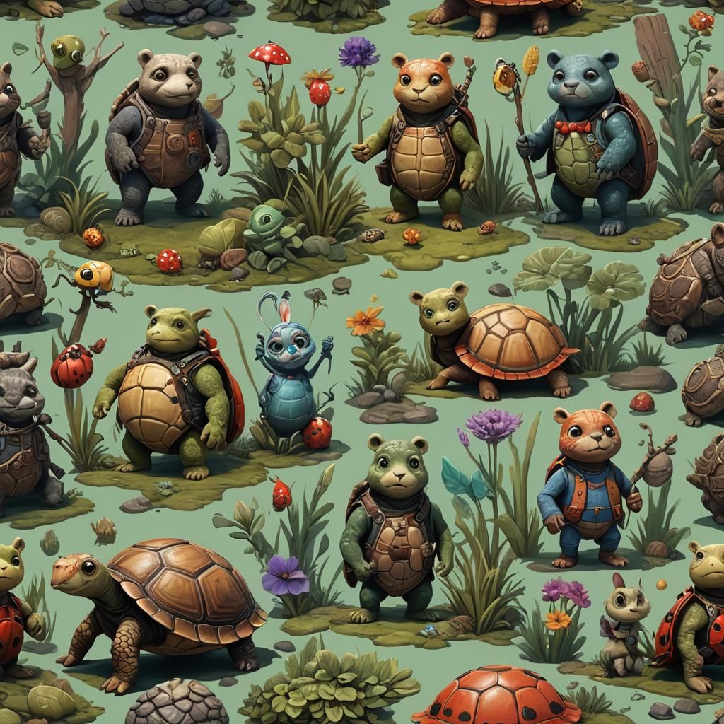 Tommy Turtle, Chloe Ladybug, Benny Bunny, and Bear Family