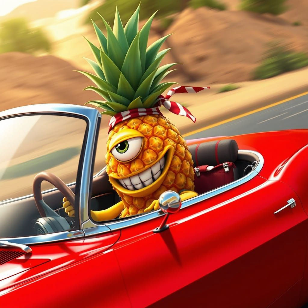 Pixar Pineapple Character in Corvette