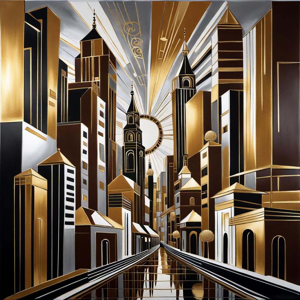 Metallic Futuristic City Inspired by Henri Matisse