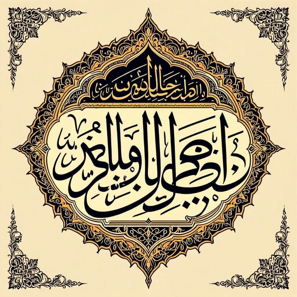 Elegant Thuluth Calligraphy of Ummah Maju Makmur