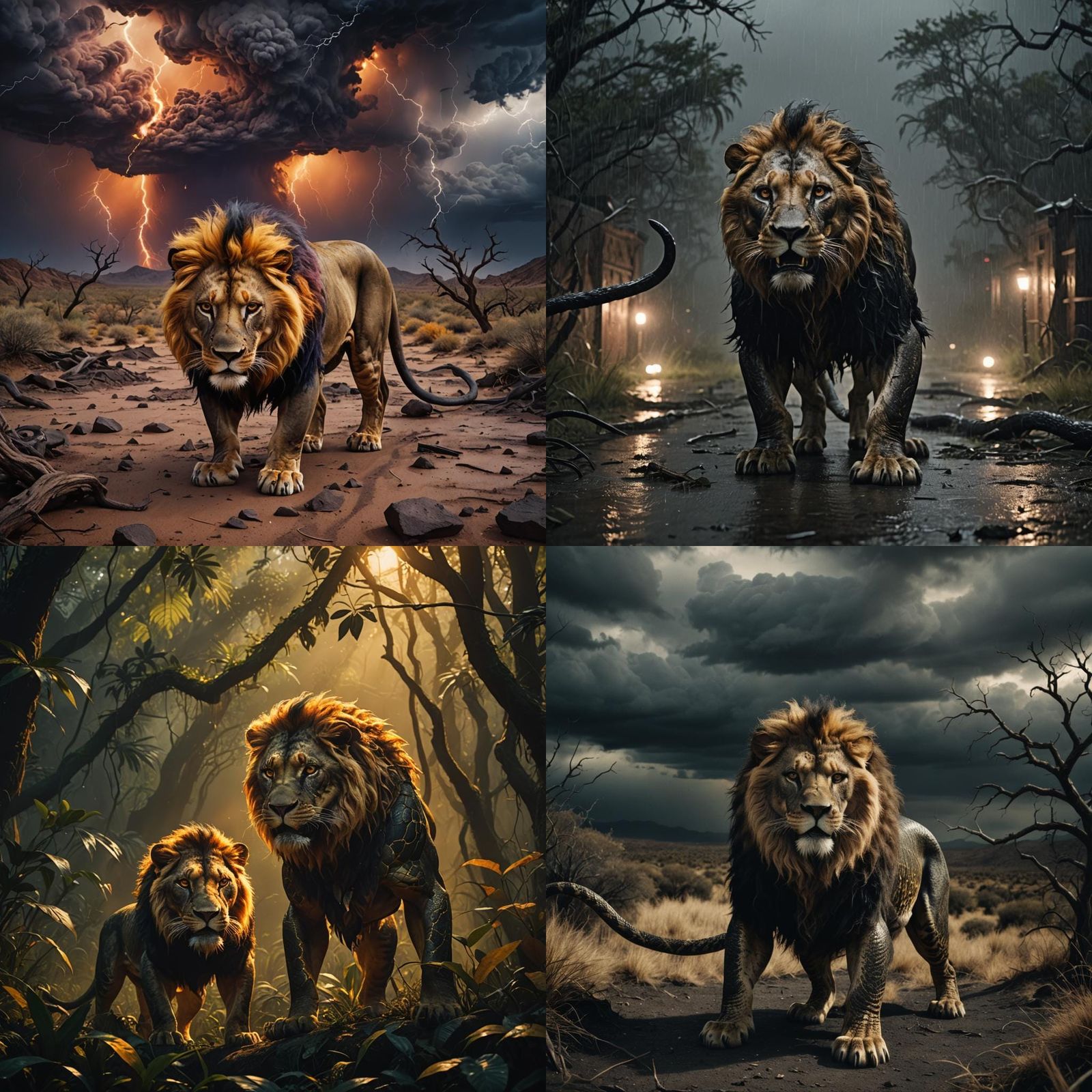 Dangerous Snake-Lion Hybrid in Cinematic Style