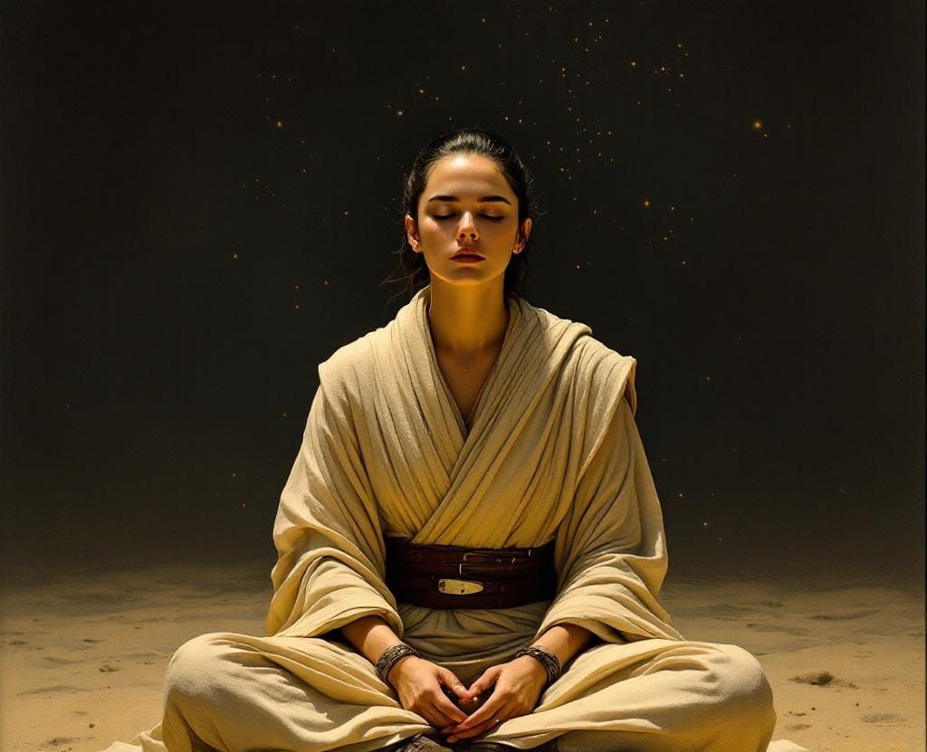 Rey Skywalker Meditates: Renaissance Graphite and Chalk Sket...