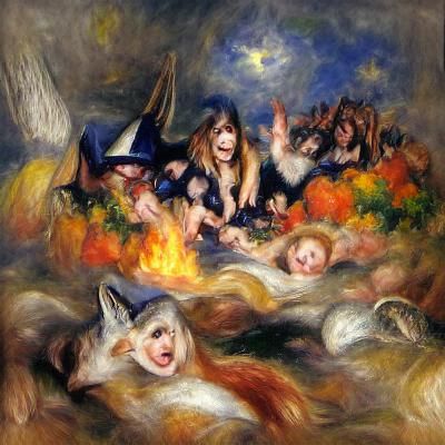 Ethereal Witches' Sabbath in Impressionist Style