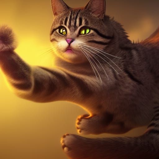 Vibrant Gay Cat in Detailed Digital Painting