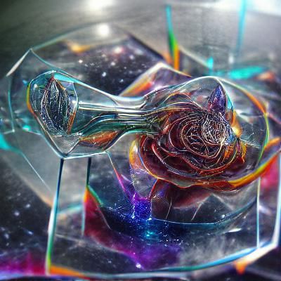 Glass Rose in Holographic Cosmic Style
