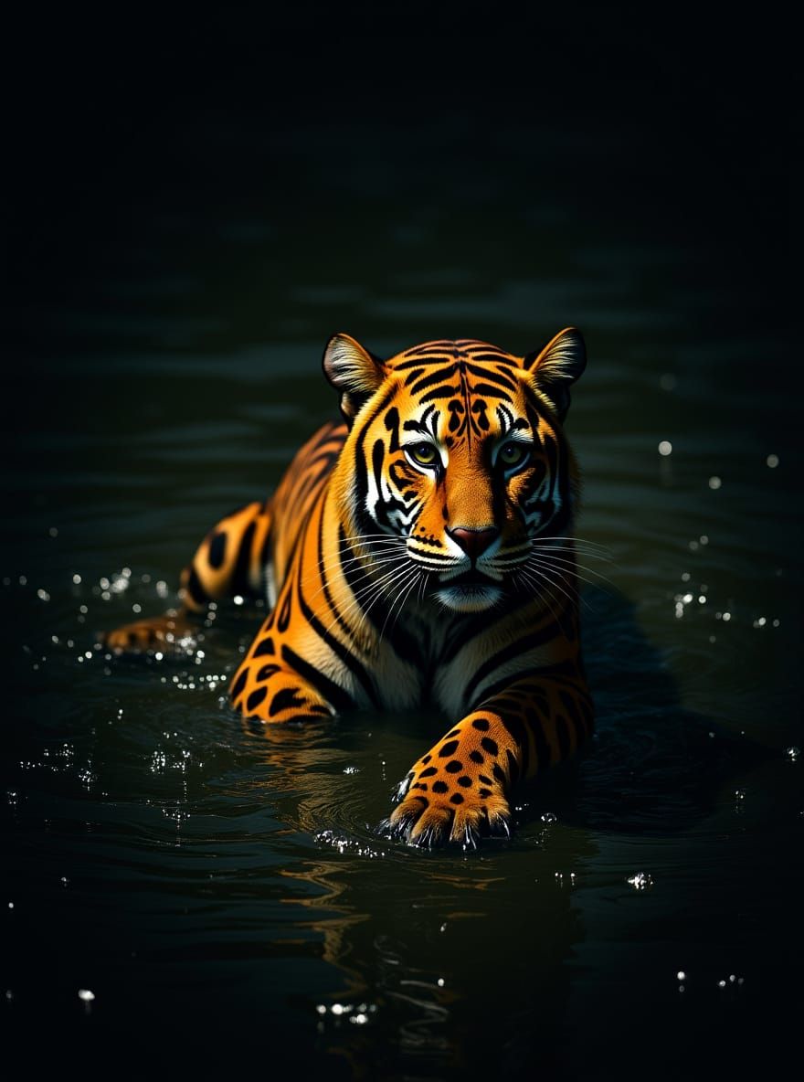 Jaguar Emerges From Water in Hyperrealistic Cinematic Style