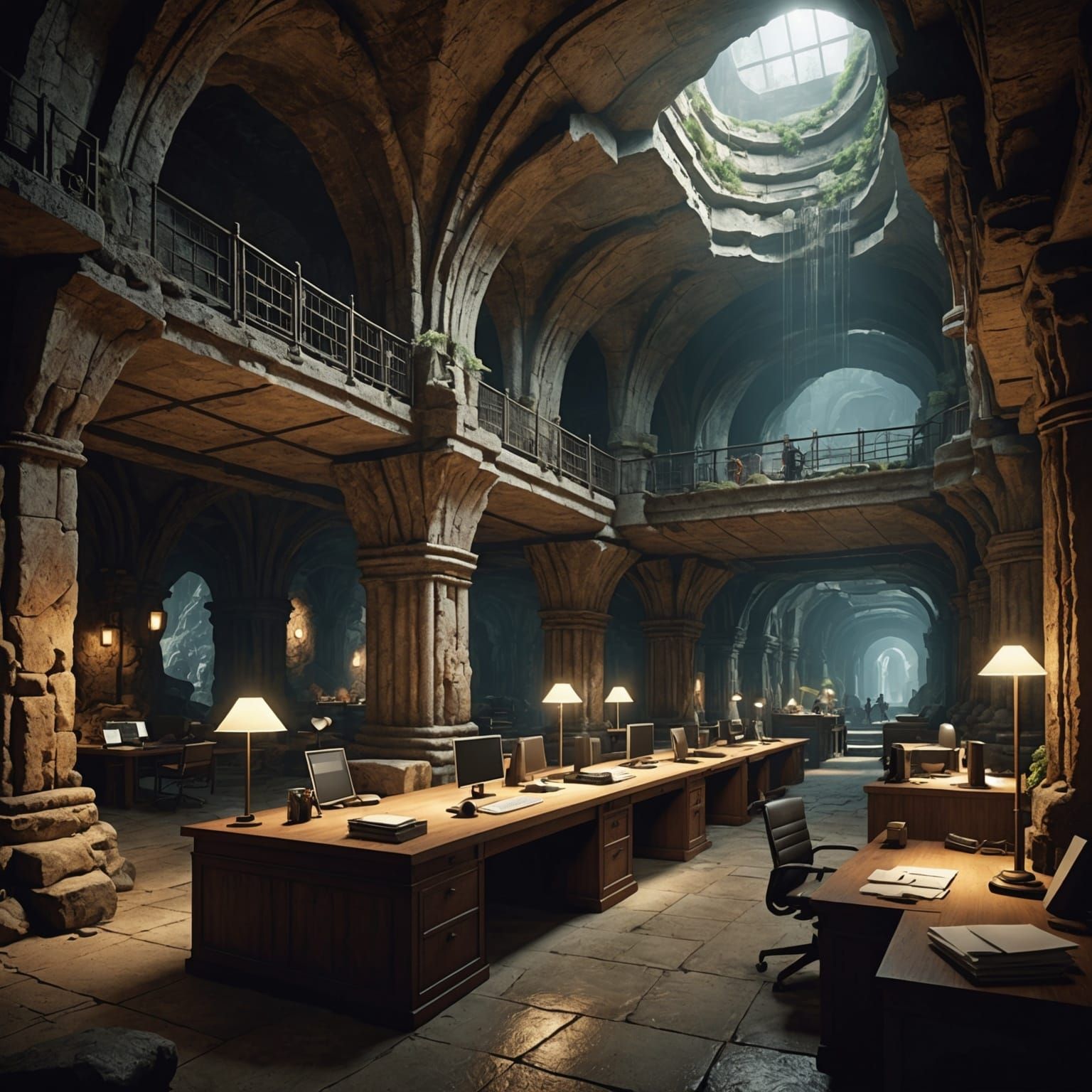 Ancient Cavern System in Modern Architectural Style