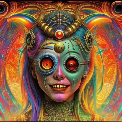 Surreal Alien Landscape in Psychedelic Style