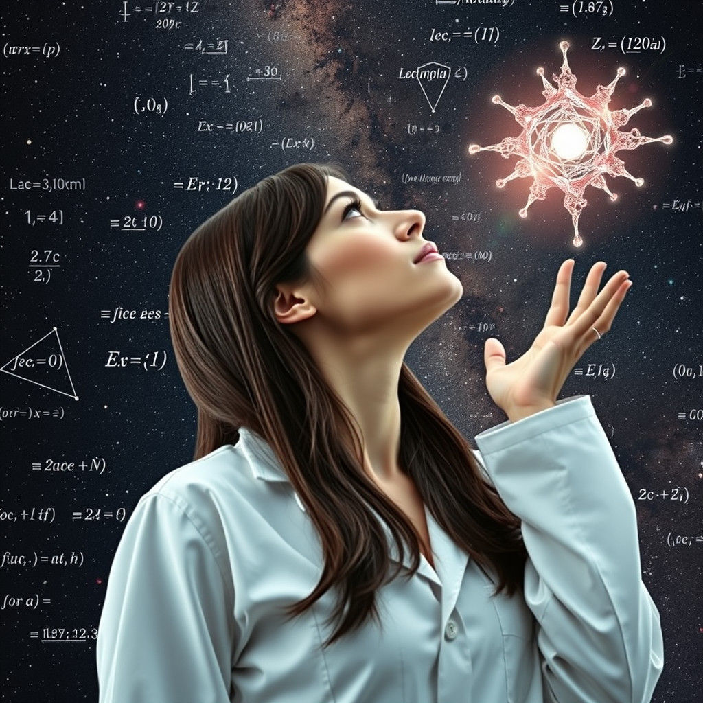 Scientist and Neural Network in Sci-Fi Surrealism