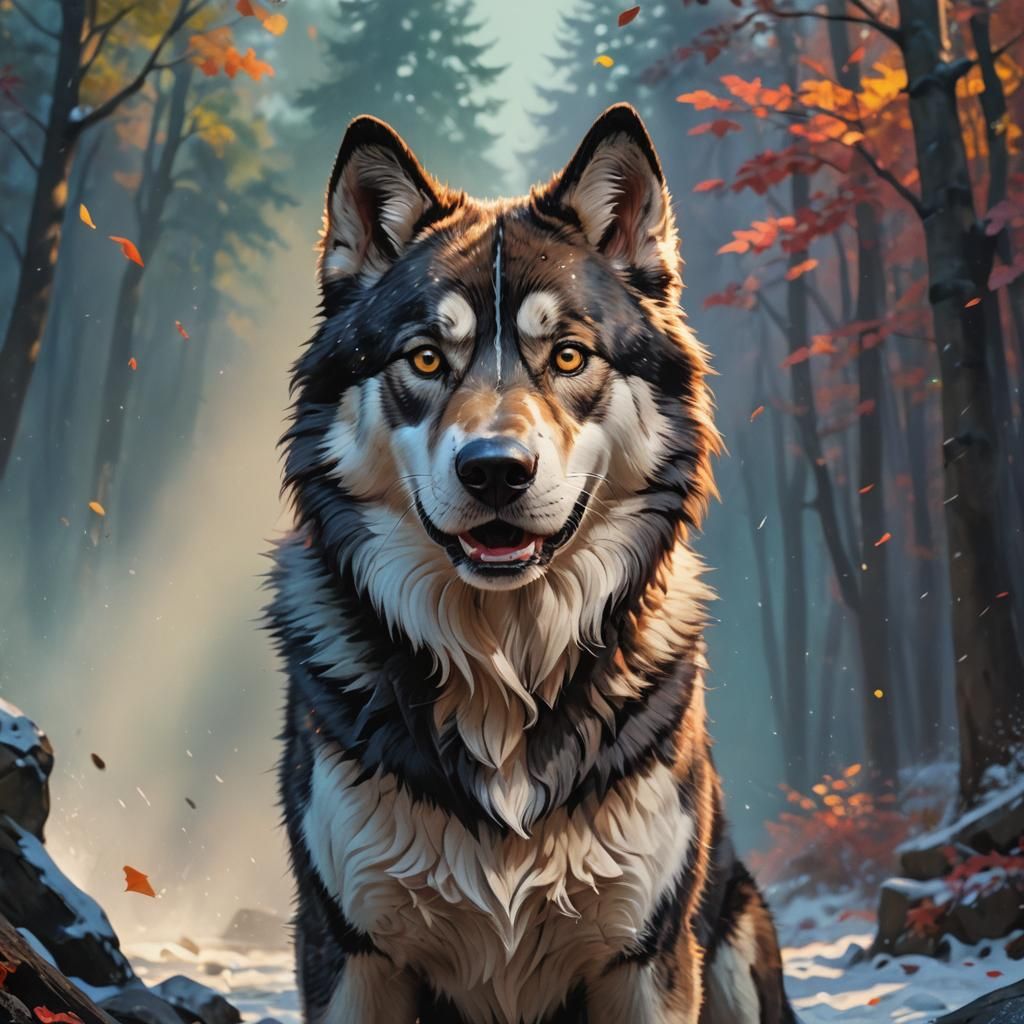 Hyperrealistic Balto Splash Art Portrait