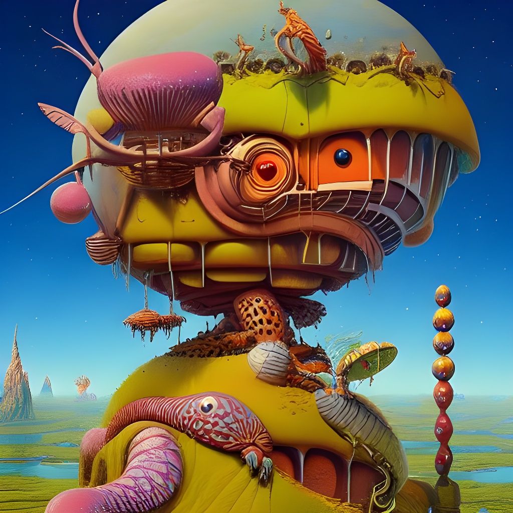 Intricate Creatures in Sci-Fi Fantasy Landscape