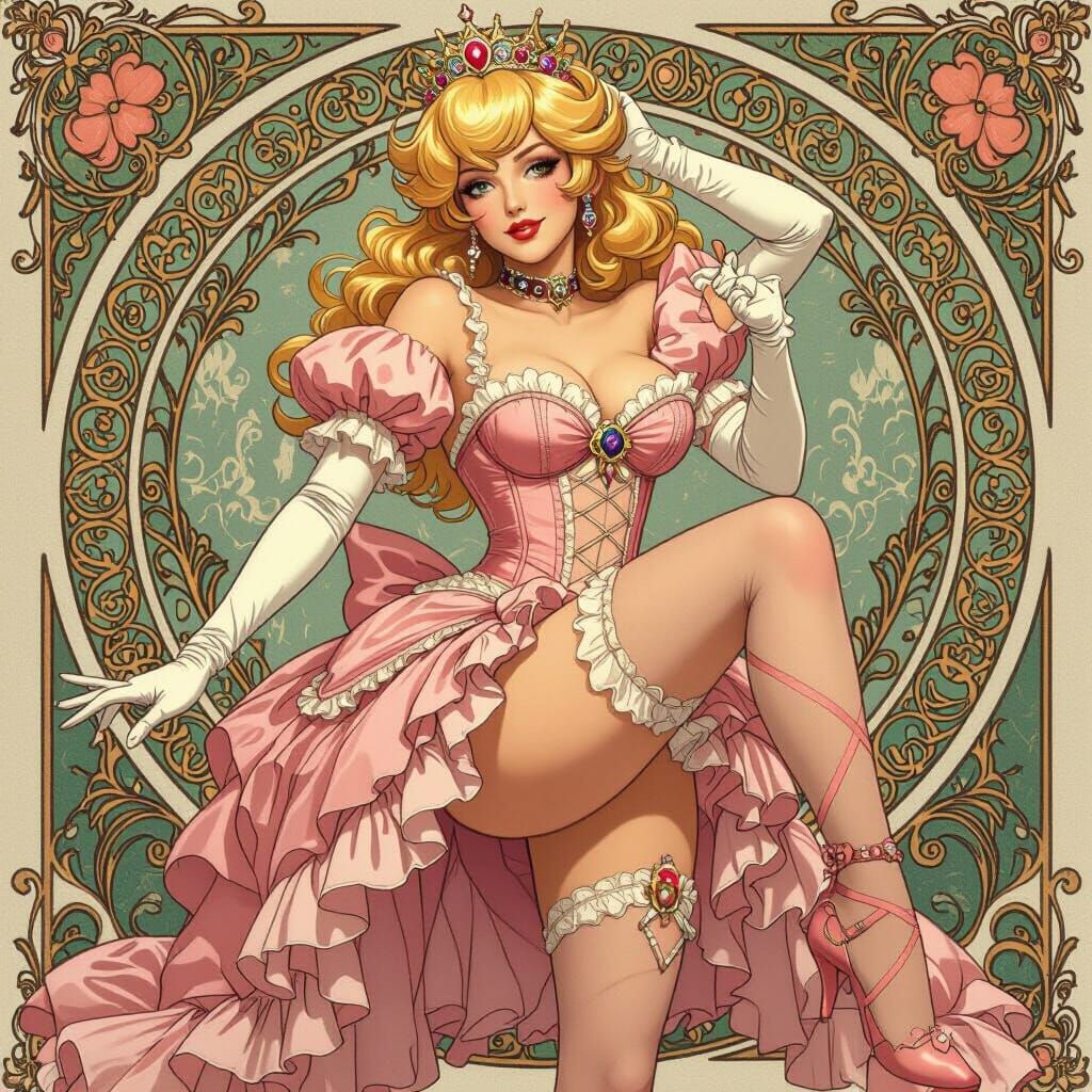 Princess Peach Burlesque Art Nouveau Style