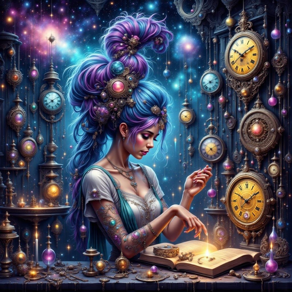 Stellar Timekeeper: Celestial Craftswoman of Cosmic Wonders