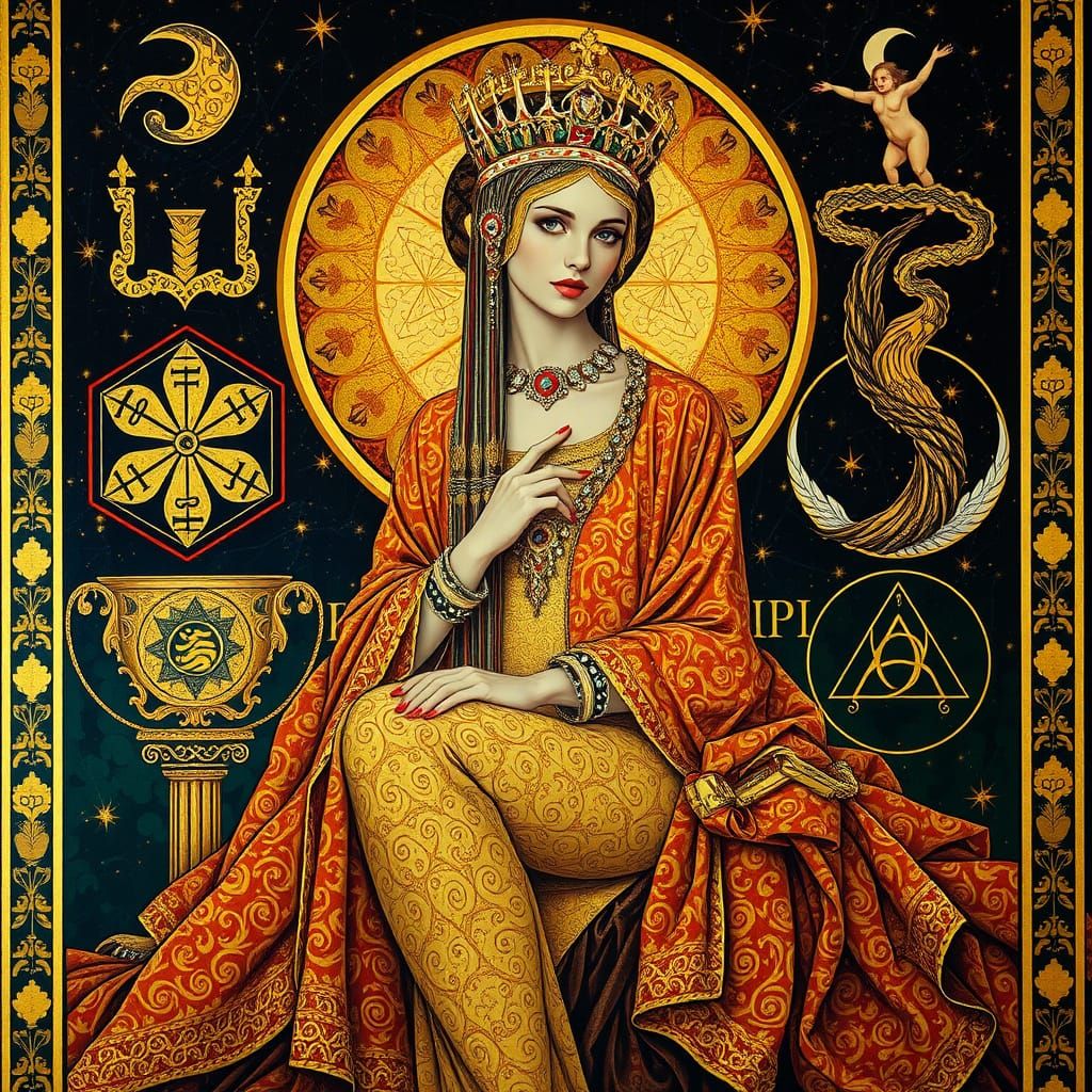 Regal Woman in Golden Opulence
