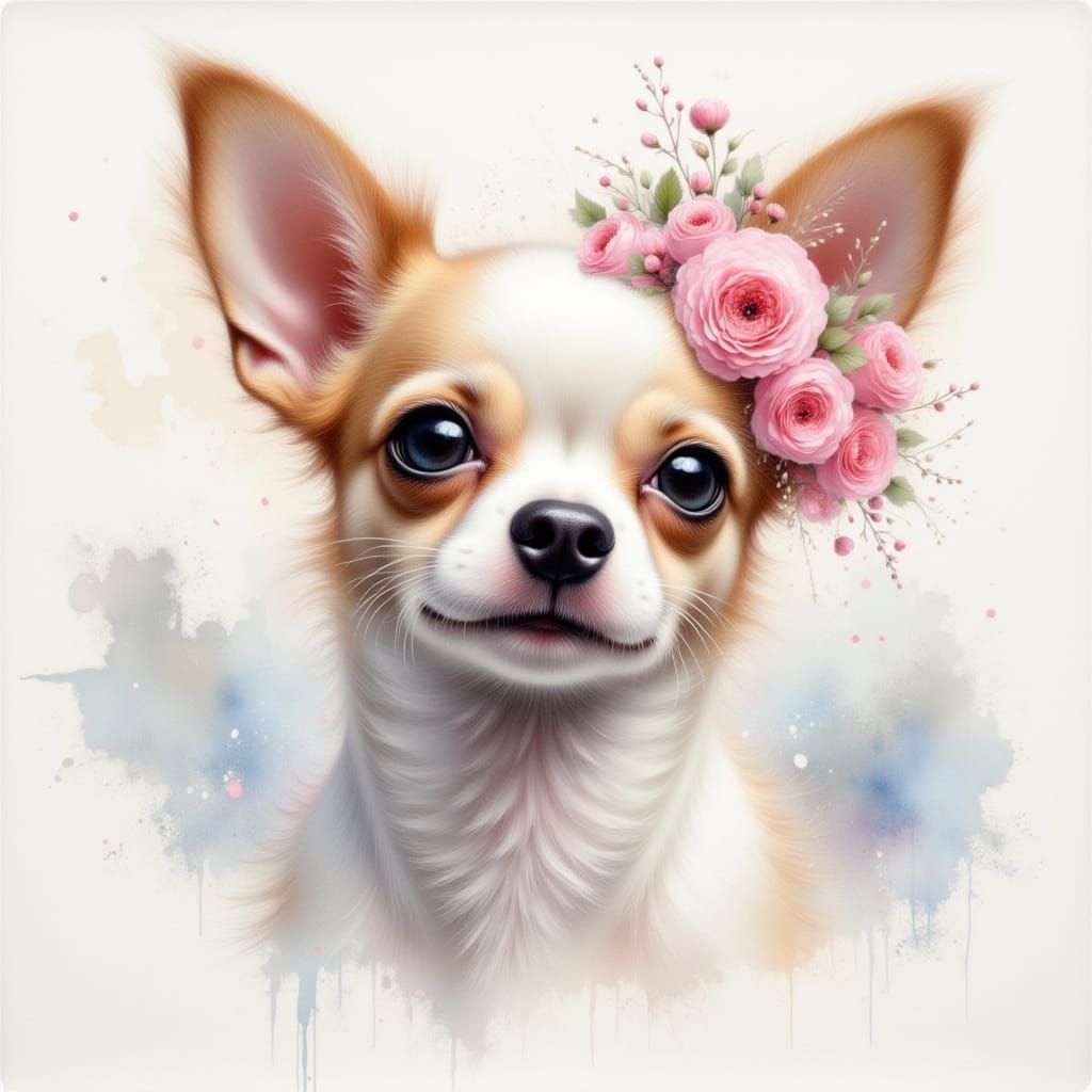 Adorable Chihuahua Puppy Sleeping on White Cushion