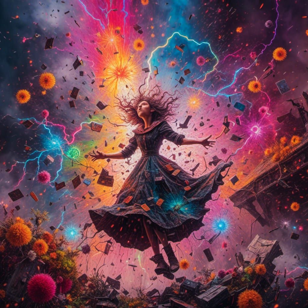 Disintegrating Witch in a Fantasy Illustration