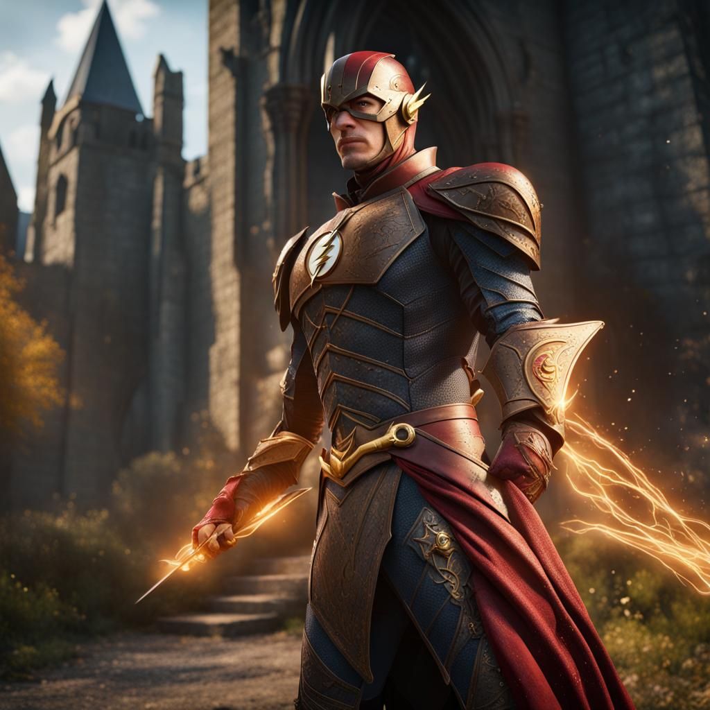 The Flash as Medieval Knight Concept Art