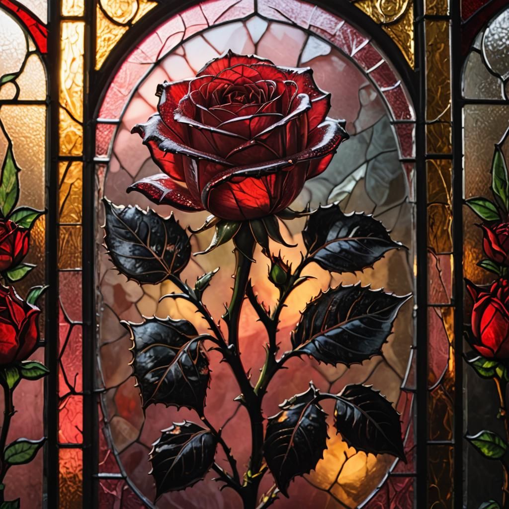 Translucent Red Rose in Sunset Light