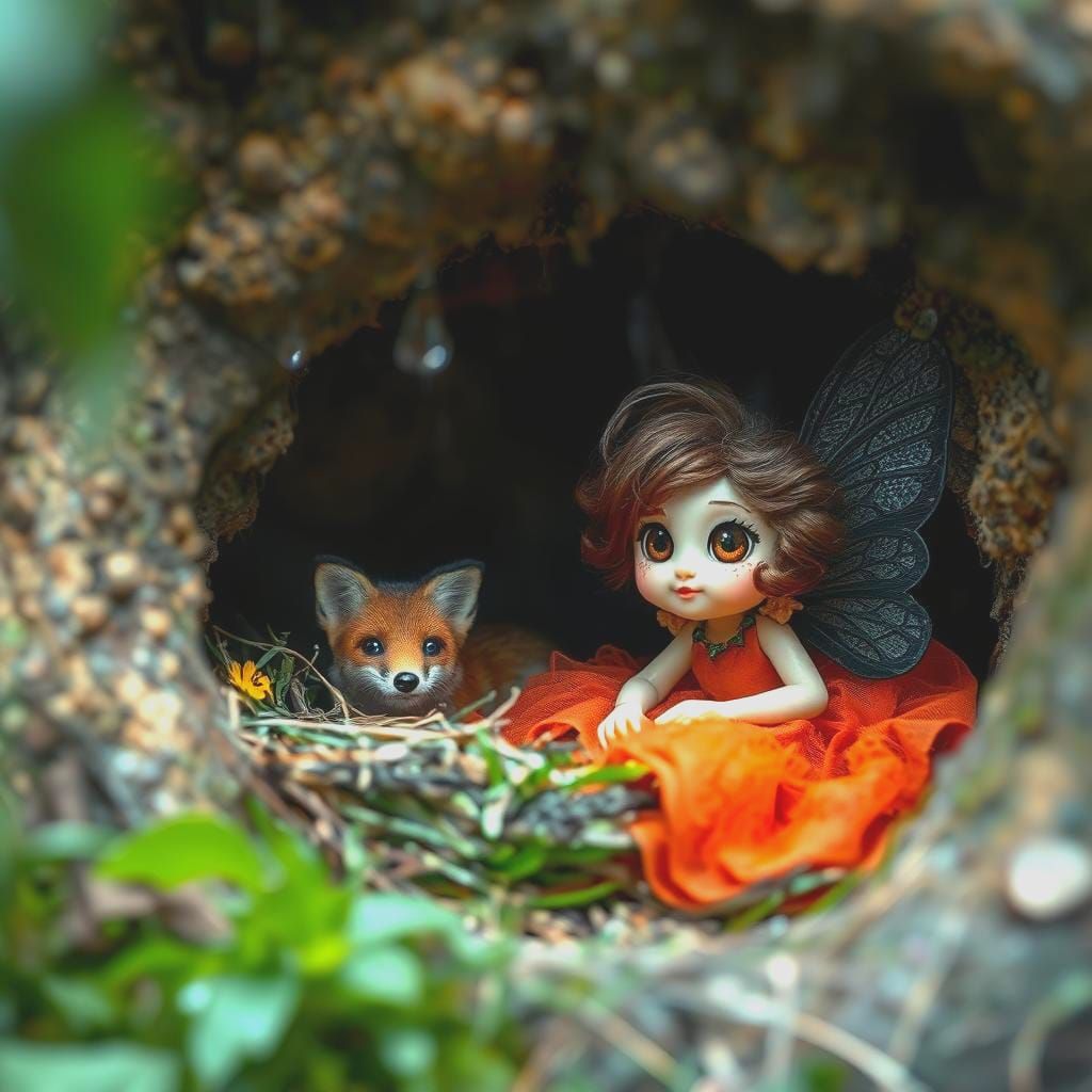 Fox Family Shelters Fairy From Rain